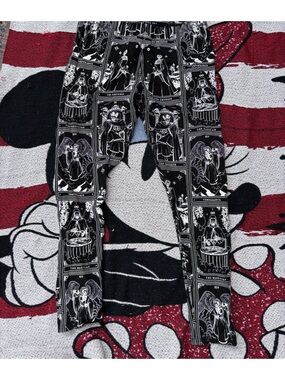 KILLSTAR BLACK AND WHITE TAROT CARD GRAPHIC PRINT LEGGINGS SIZE XXL